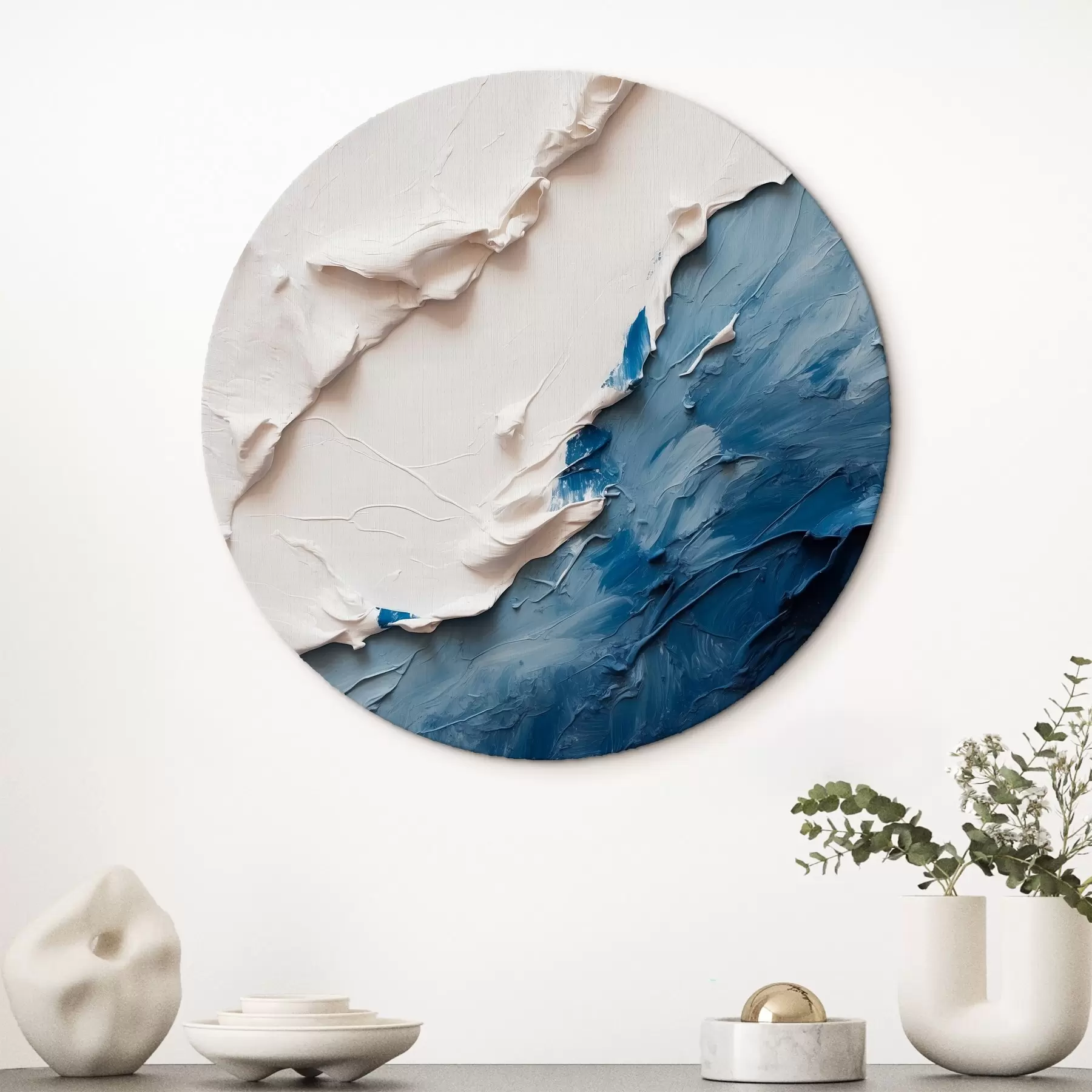 Glezna Abstrakcija, izmantojot baltas un zilas eļļas krāsas r41025