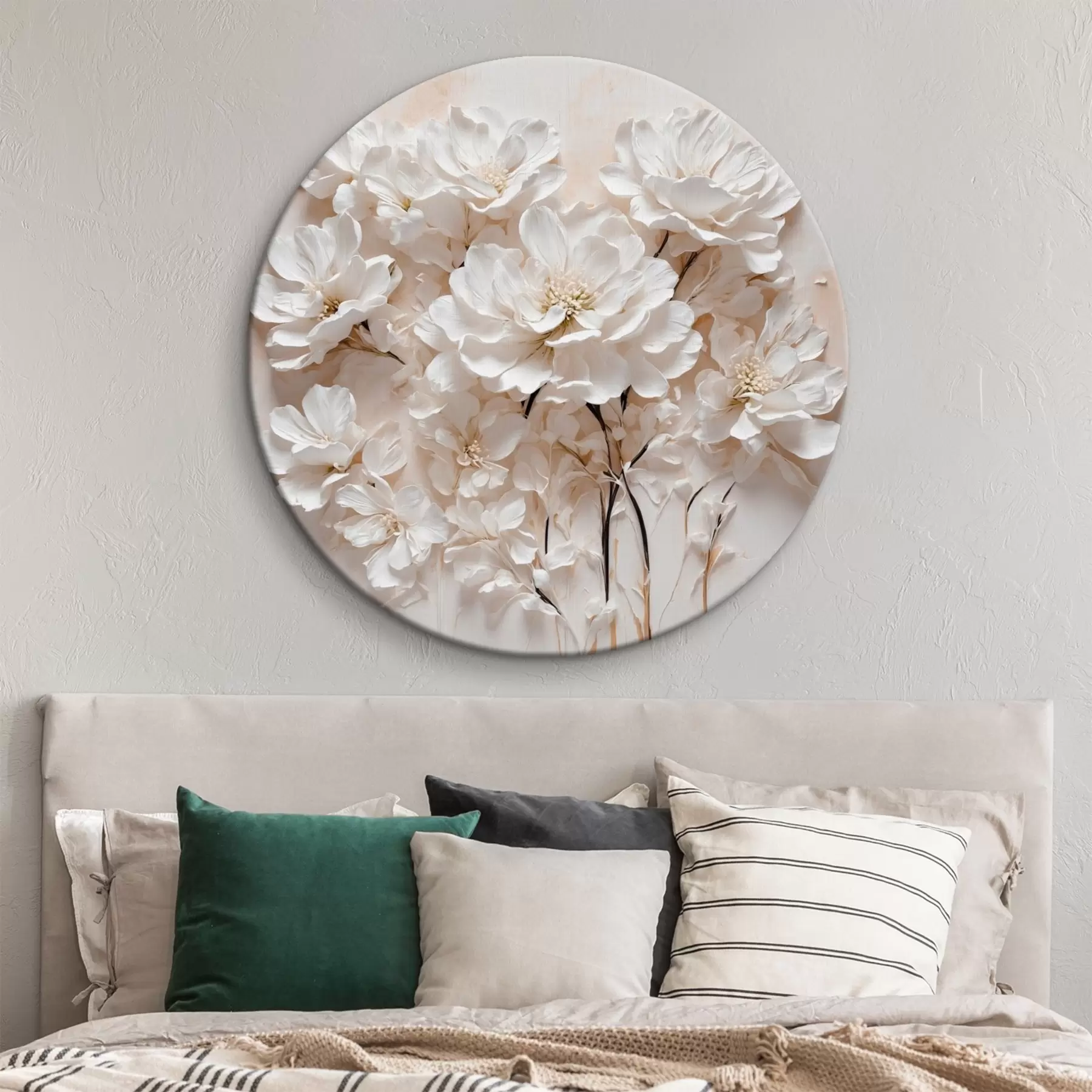 Glezna Balti ziedi uz balta un oranža fona r41042