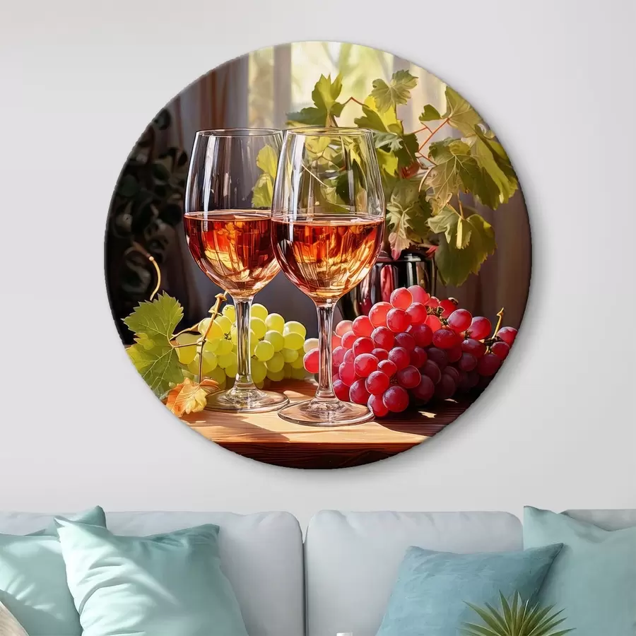 Glezna vīna glāzes un vīnogas, klusā daba r41105