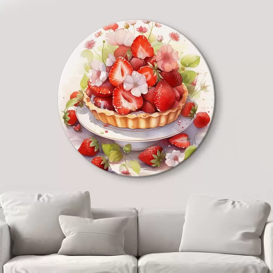 Glezna Zemeņu pīrāgs, akvarelis, ziedi r41177