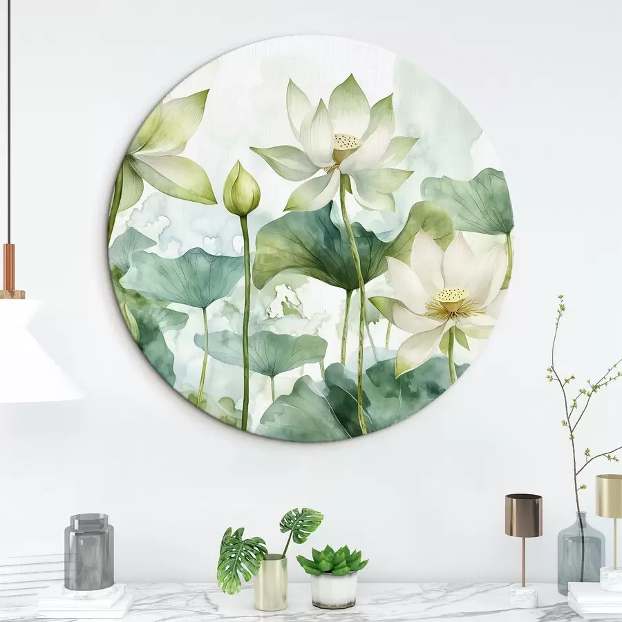 Fototapetes Akvareļu lotosi, sulīgi apstādījumi r41226