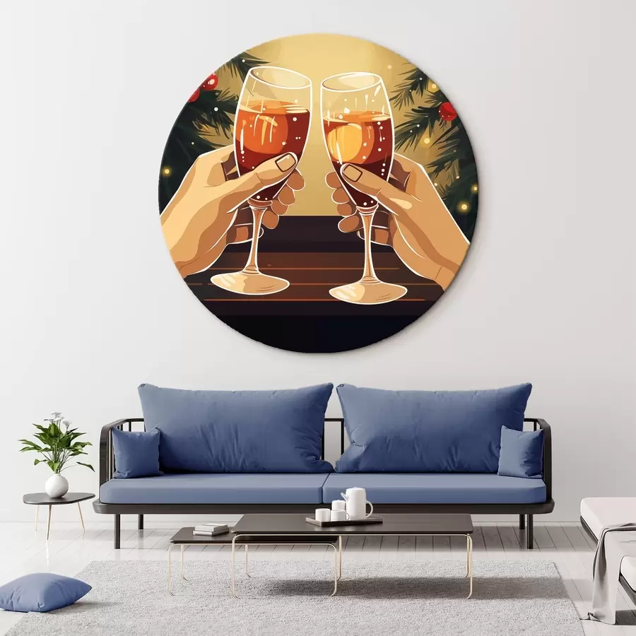 Glezna Šampanieša glāzes, Jaungada svinības, Ziemassvētku gaismiņas, svinības r41372