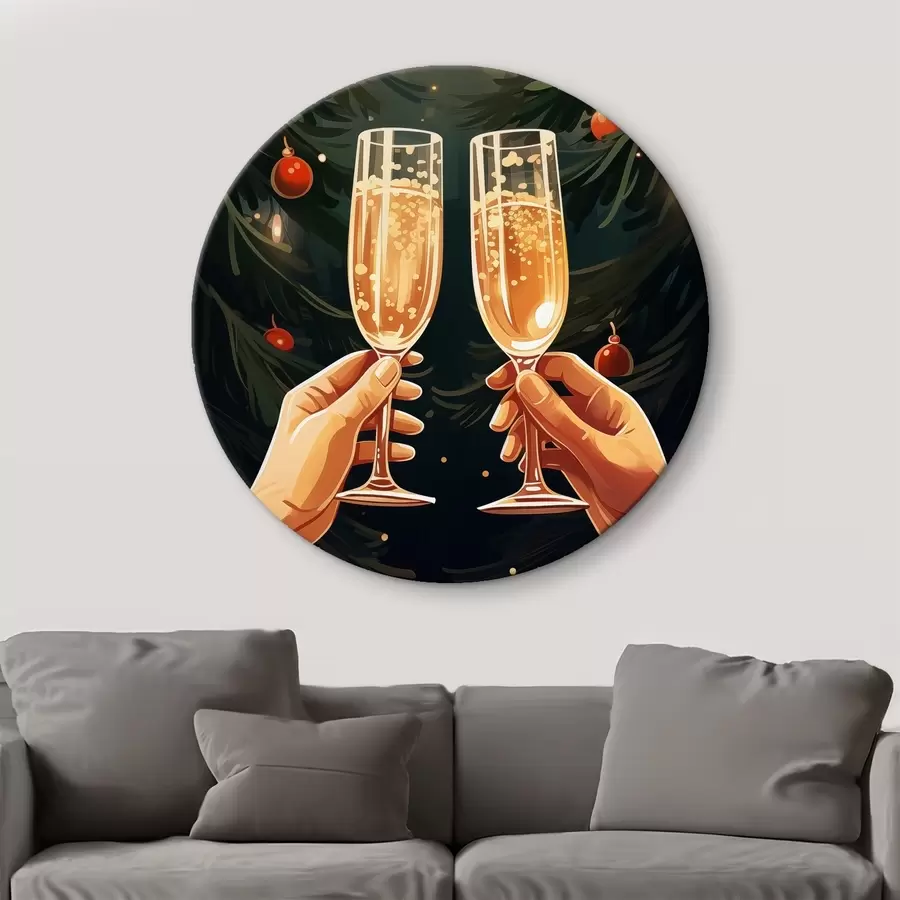 Glezna Svētki, šampanieša glāzes, Ziemassvētki, eglīte, sveces, Ziemassvētku gaismiņas, Ziemassvētku apgaismojums r41373