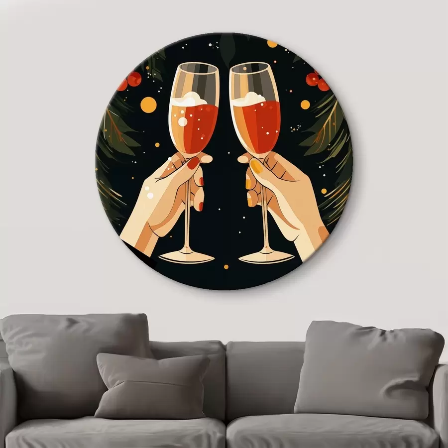 Glezna Ziemassvētku svinības, laternas, zemesrieksti, ziedi, ogas r41375