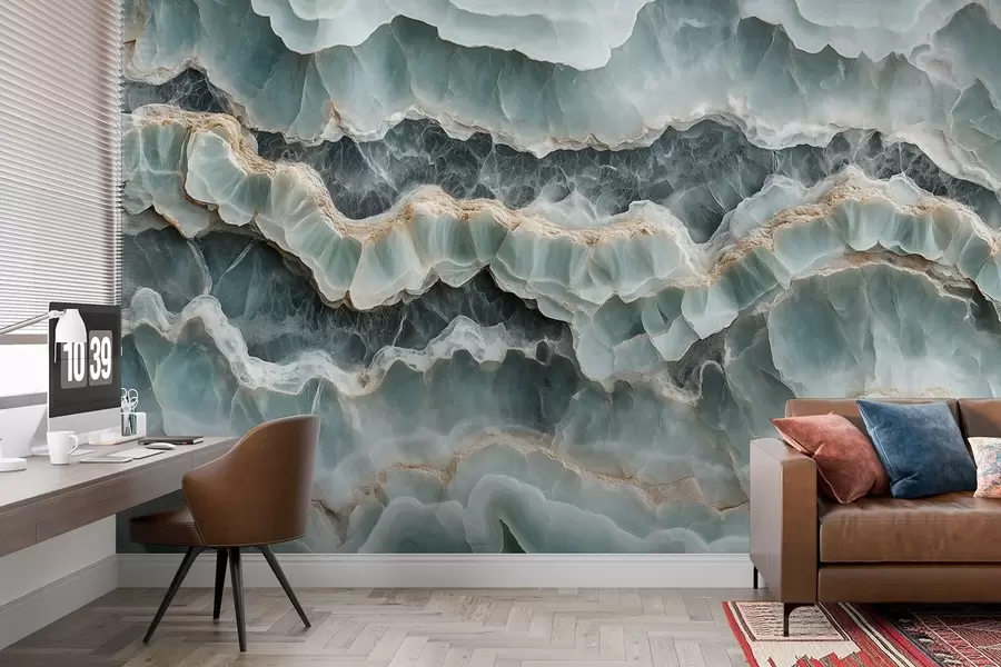 Fototapetes Marmora virsmas stils ar viļņainu sveķu līniju imitāciju w08561