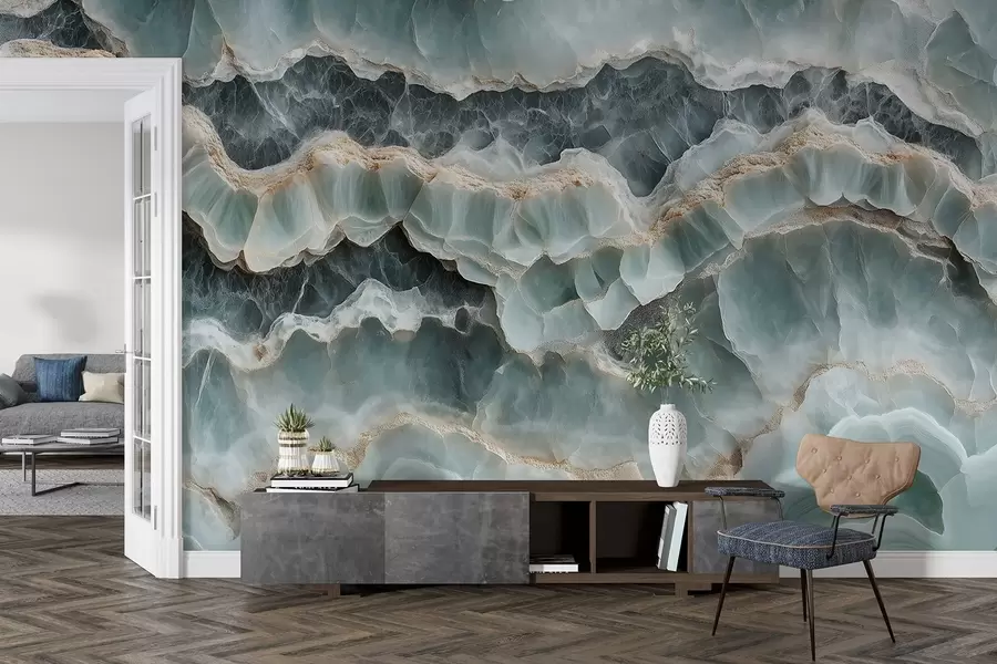 Fototapetes Marmora virsmas stils ar viļņainu sveķu līniju imitāciju w08561