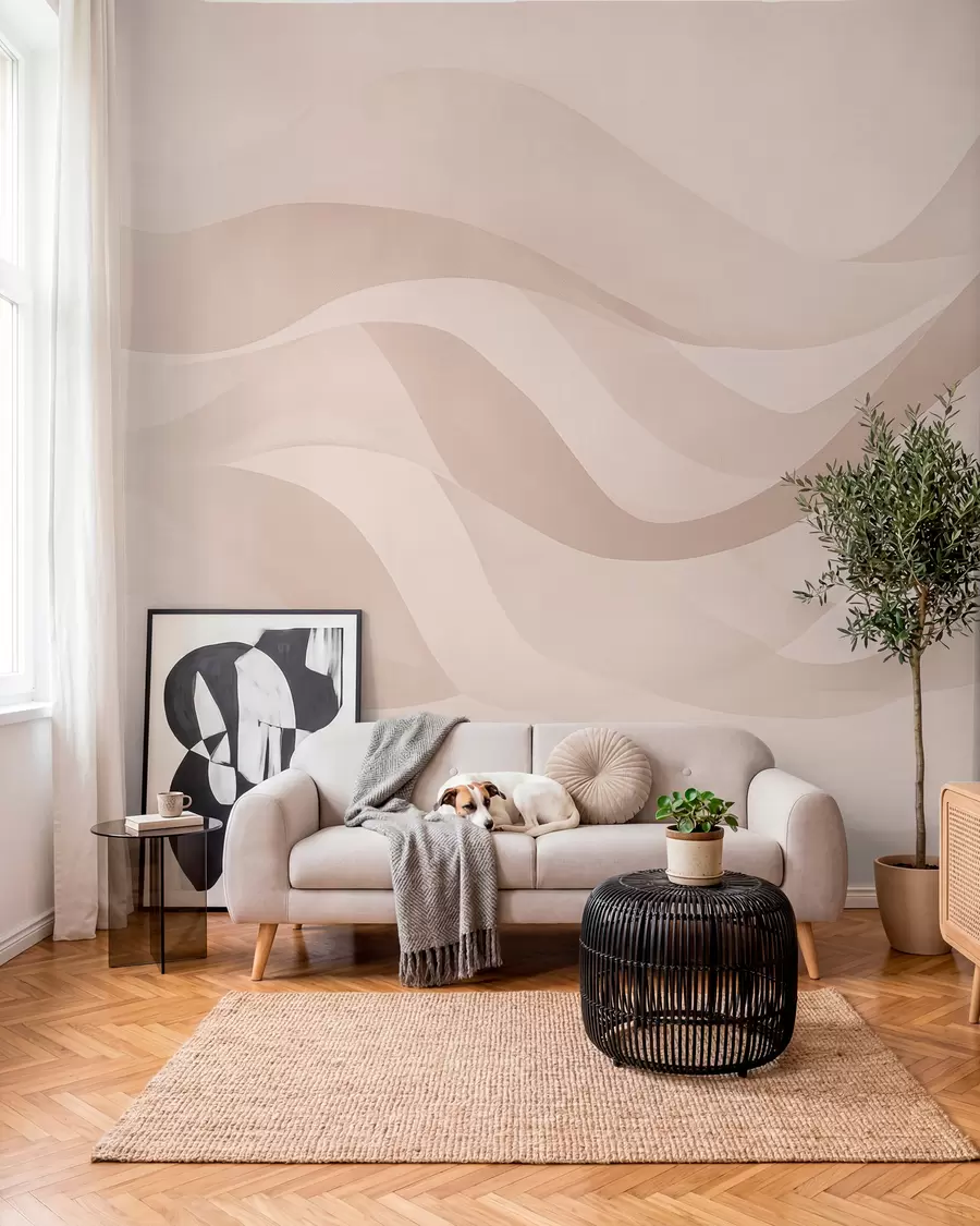 Fototapetes Gludi viļņi maigos smilškrāsas toņos akvareļu stilā w08564