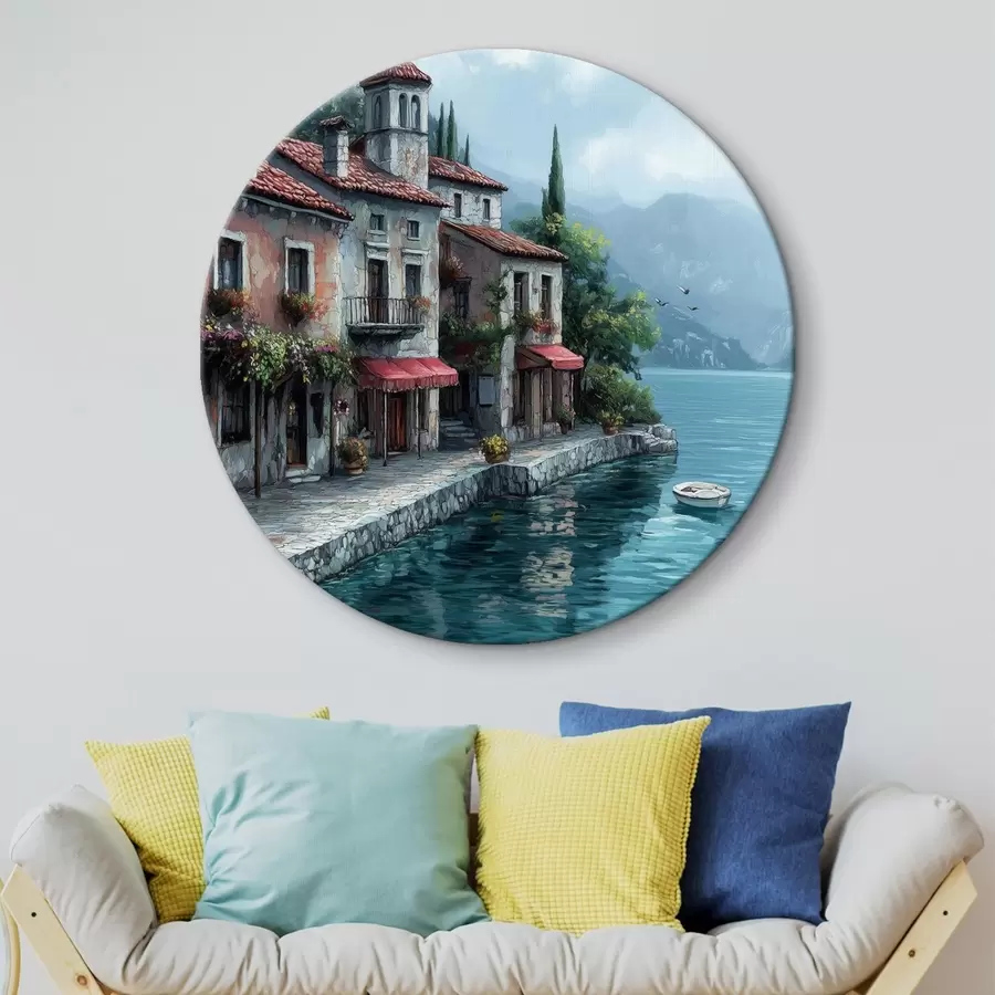 Glezna Māja virs ezera kalnos r42334