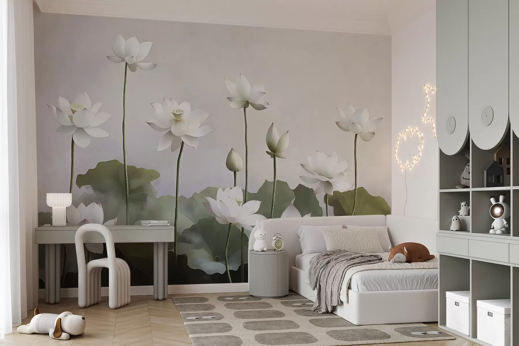 Fototapetes Balti maigi lotosa ziedi w08596