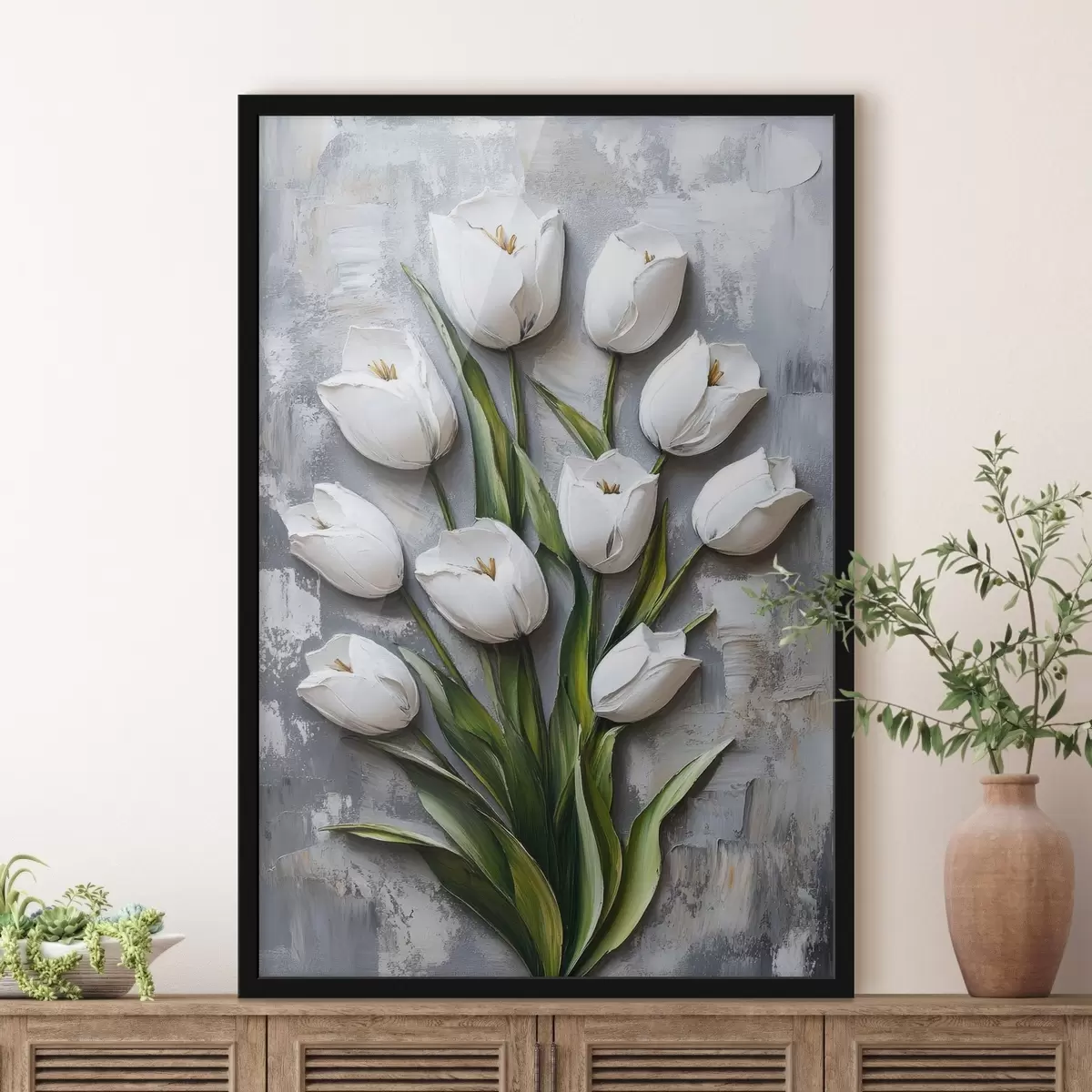 Plakāts Ziedi, tulpju pušķis, imitācija, modelēšana f42176