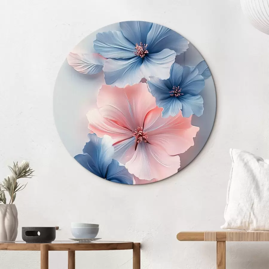 Glezna Rozā un zili ziedi r42178