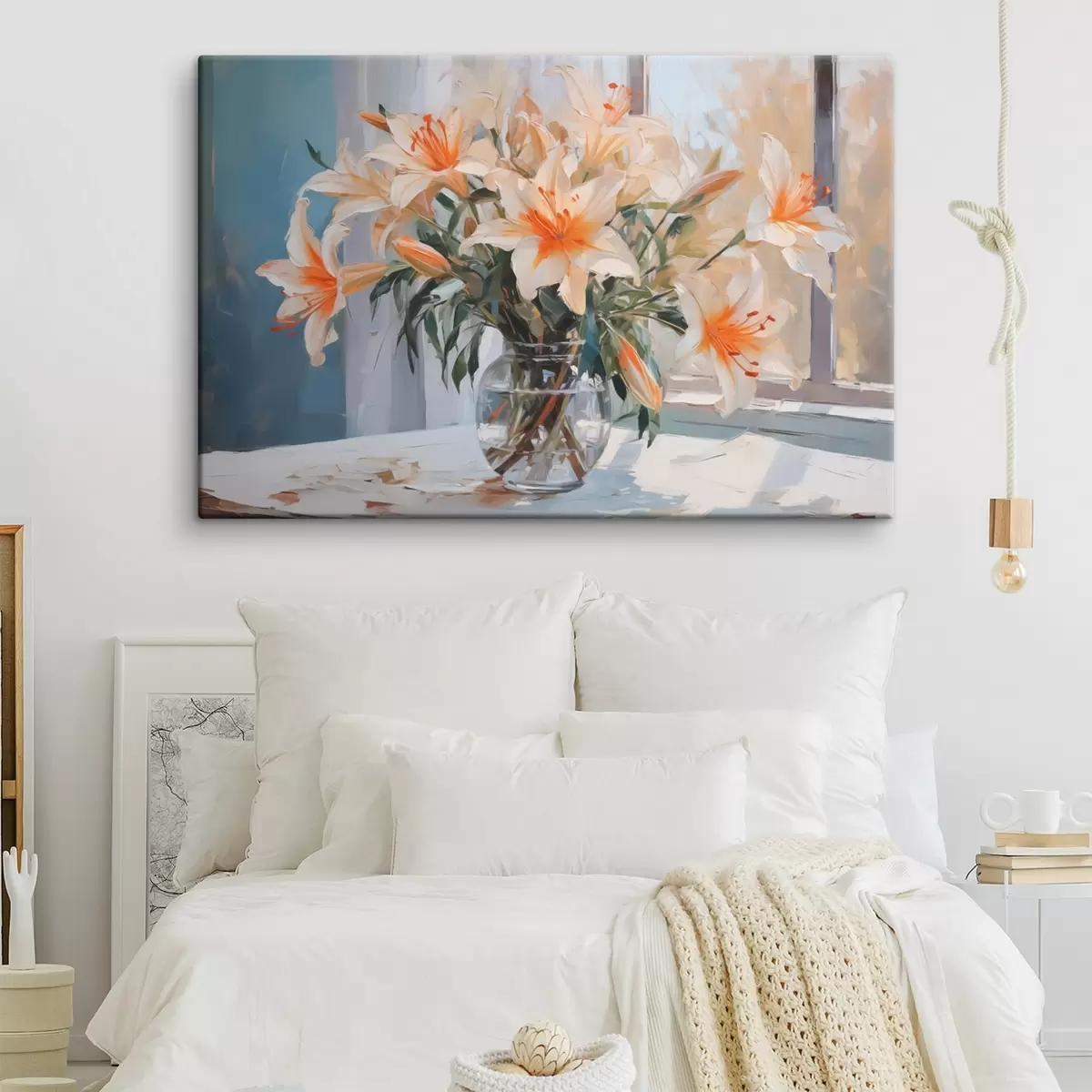 Glezna Lilijas stikla vāzē, kas imitē glezniecību s42359