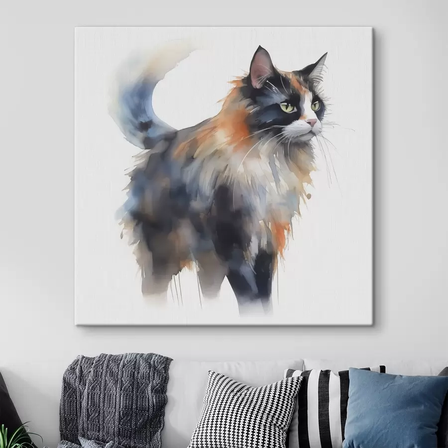 Glezna Kaķa imitācija neskaidrā akvarelī s42368