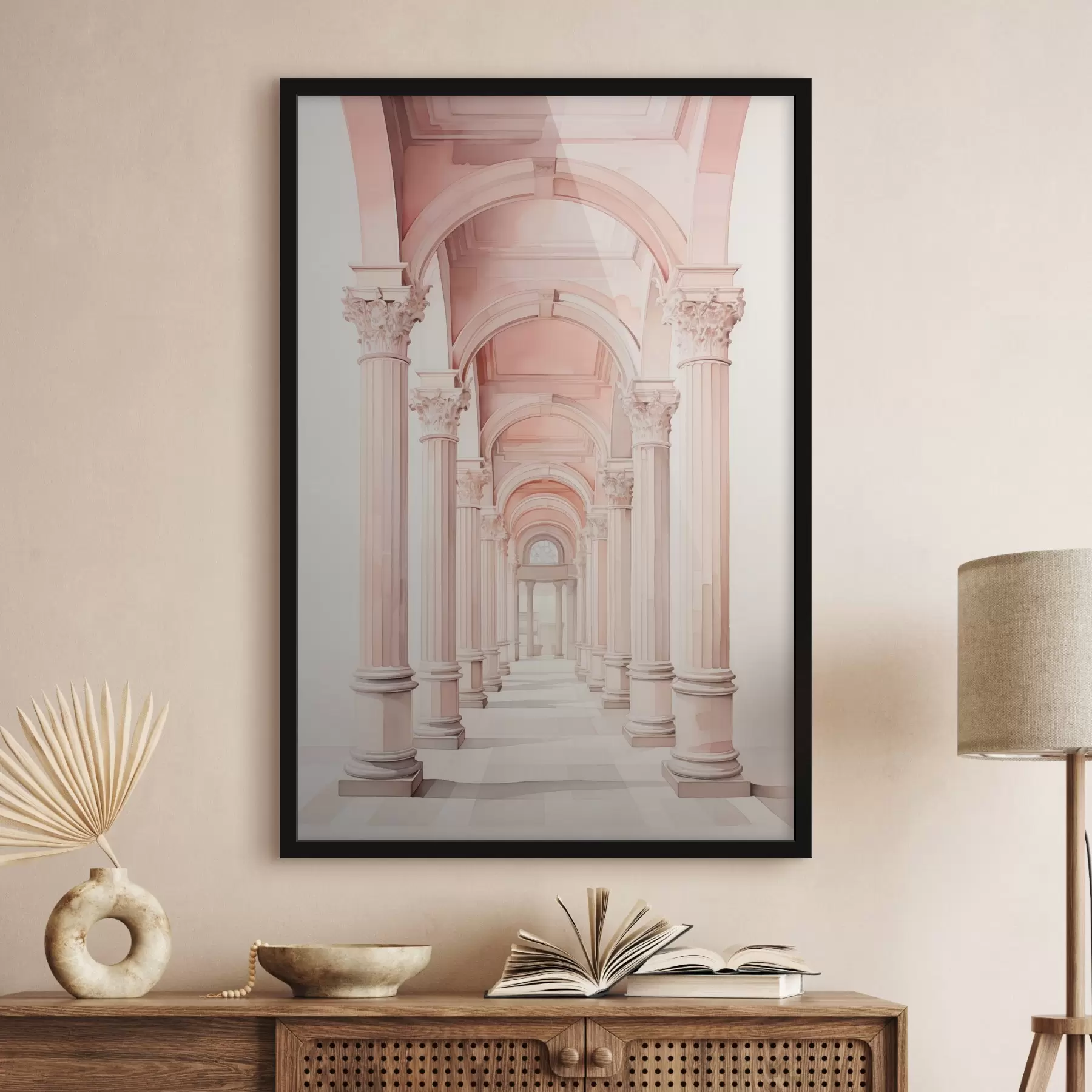 Fototapetes Arhitektūras struktūra ar kolonnām, kas imitē akvareli f42361