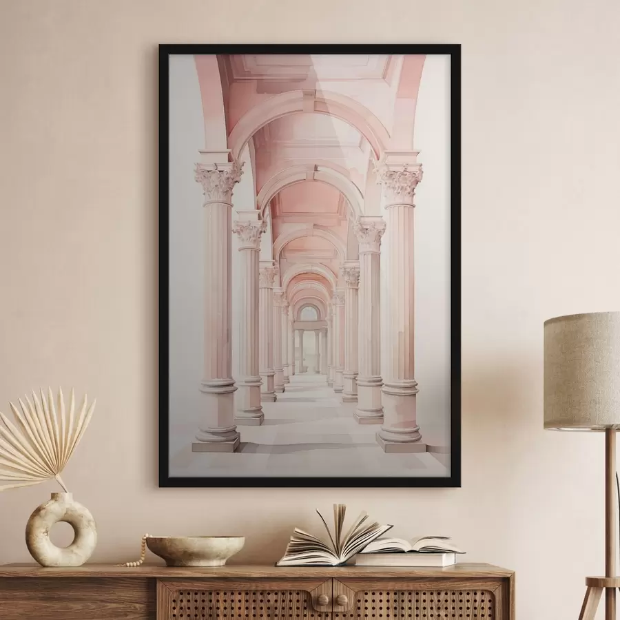 Fototapetes Arhitektūras struktūra ar kolonnām, kas imitē akvareli f42361