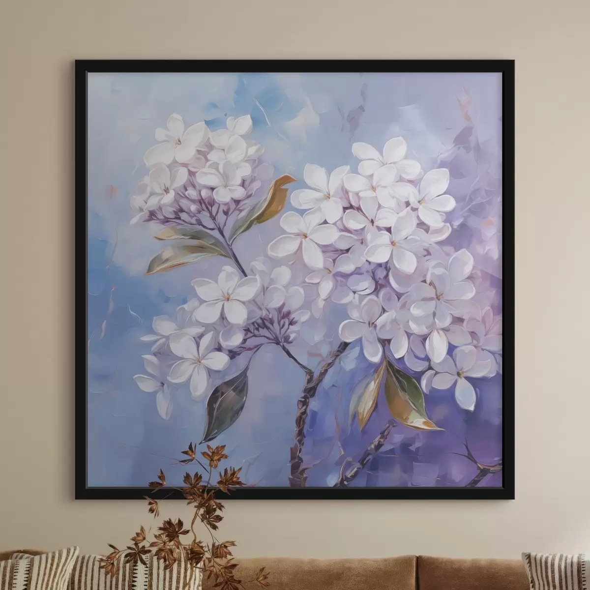 Plakāts Ceriņu filiāles neskaidras glezniecības imitācija f42370