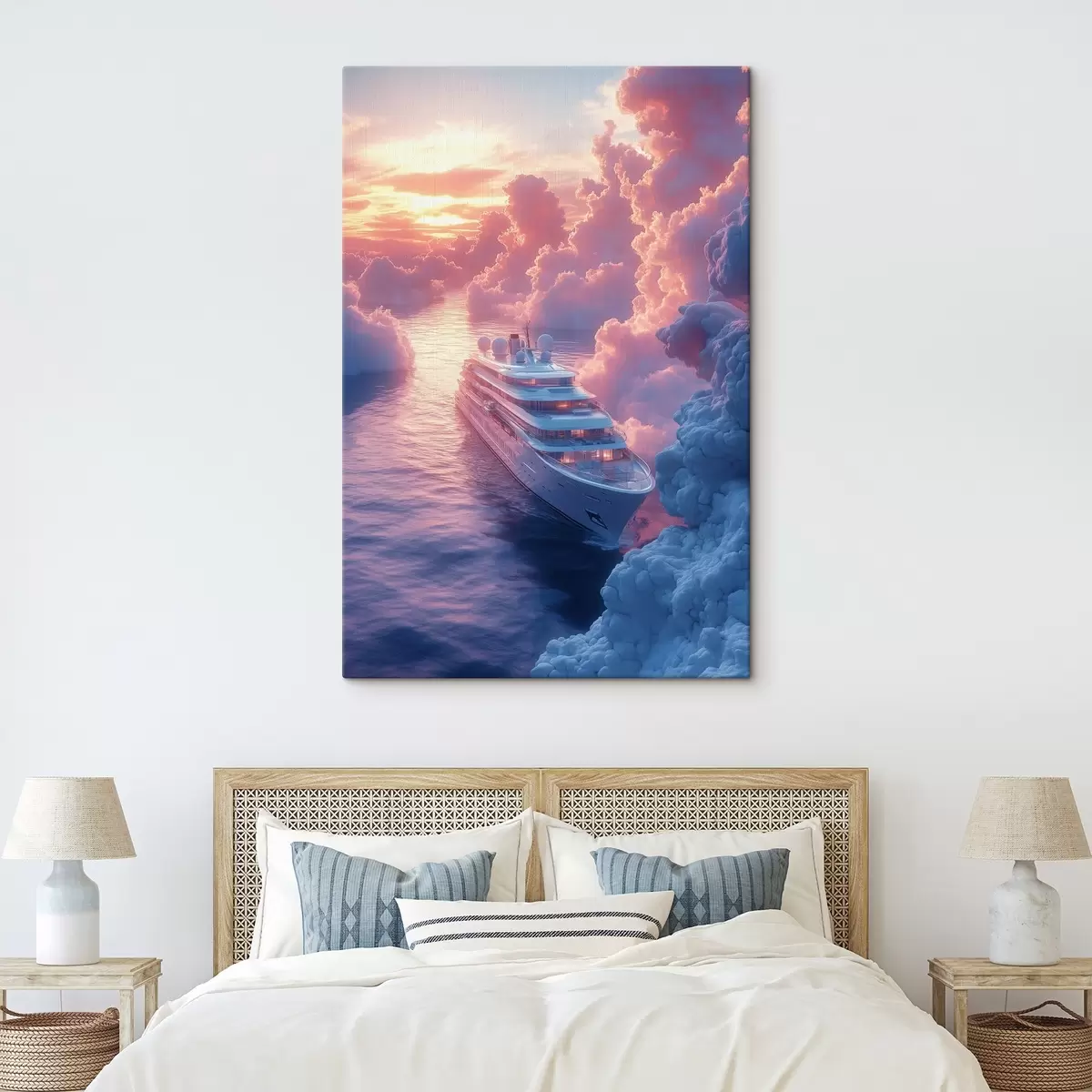Glezna Kruīza kuģis uz rozā saulrieta fona s42085