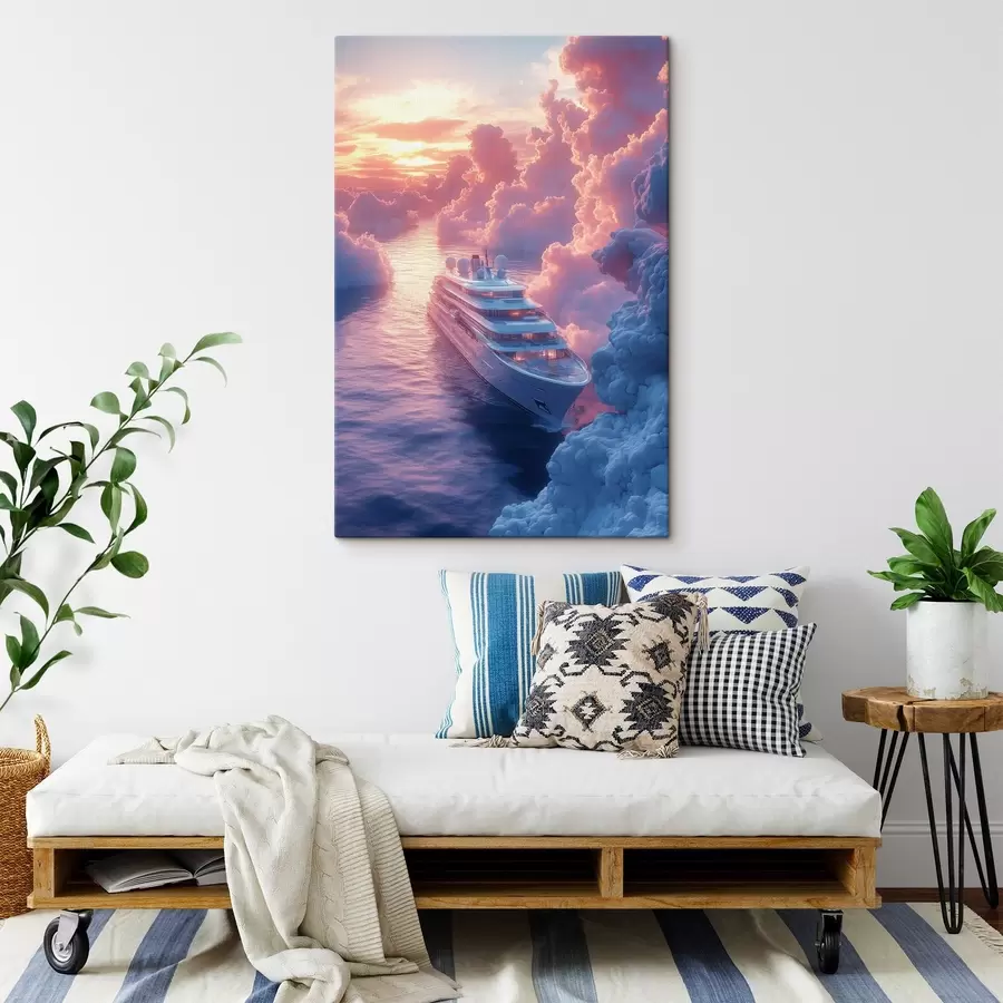 Glezna Kruīza kuģis uz rozā saulrieta fona s42085