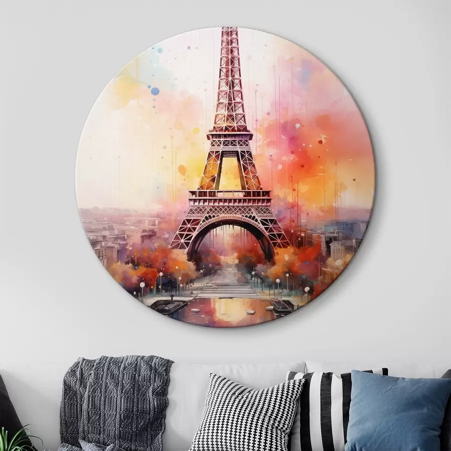 Glezna Parīze uz akvareļu šļakatu fona r42081