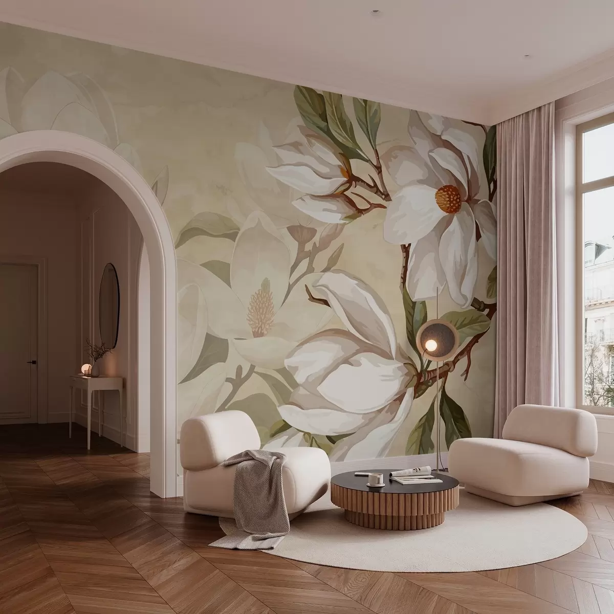 Fototapetes Magnolijas uz pasteļfona w02694