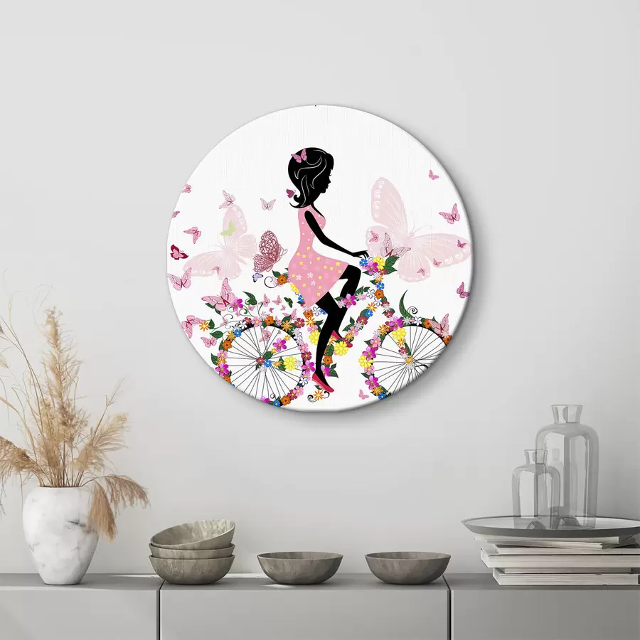 Glezna Velosipēds, cilvēki dabā un ziedi r08603