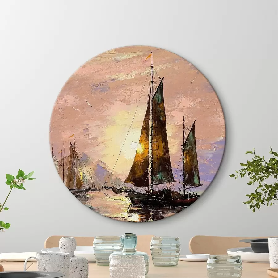 Glezna Ūdens, laiva un mākonis r16670