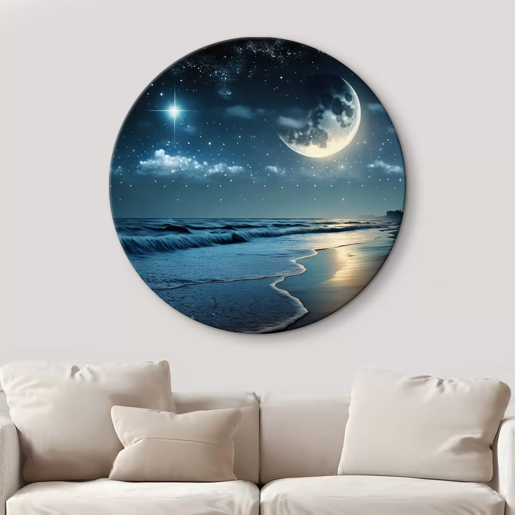 Glezna Milzīgs mēness virs nakts jūras r31111