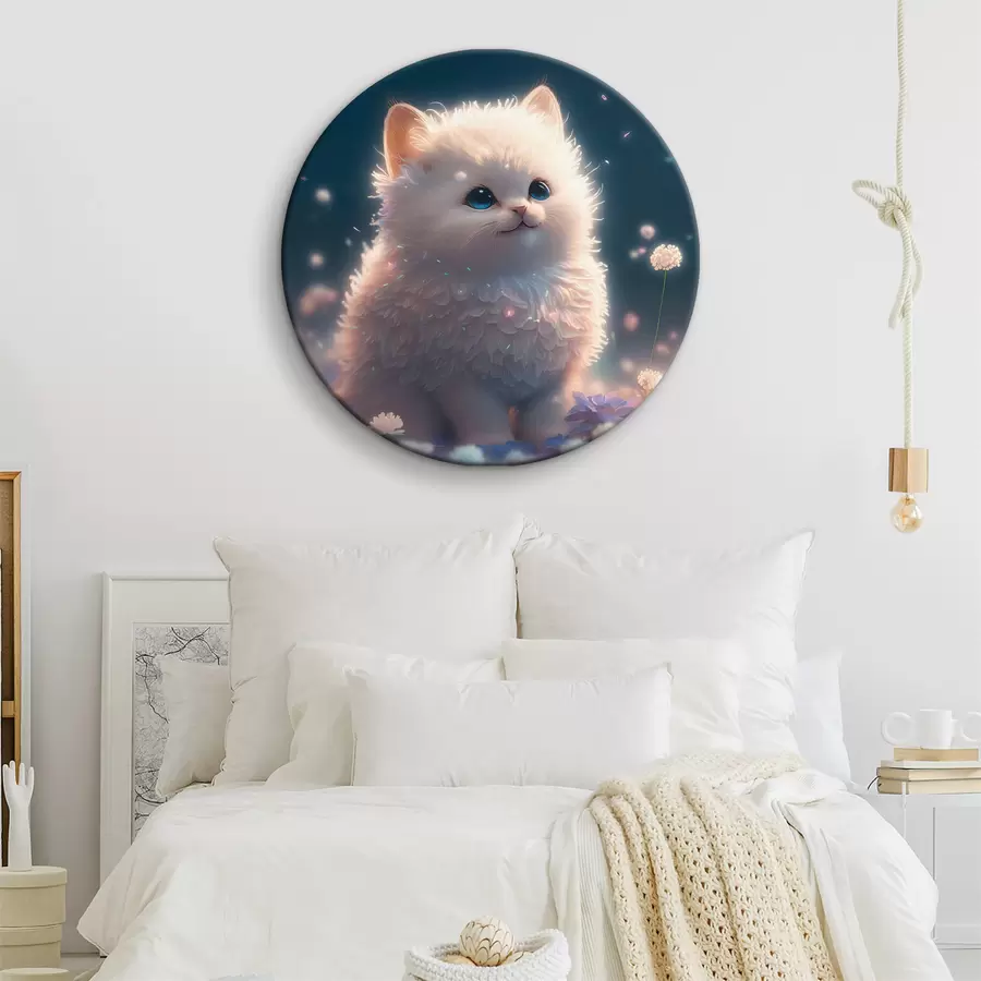 Glezna Kaķēns ar ziediem r31842