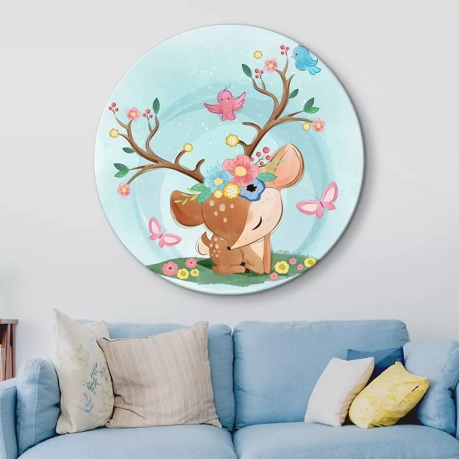 Glezna Gudrs briedis ar ziediem r32795