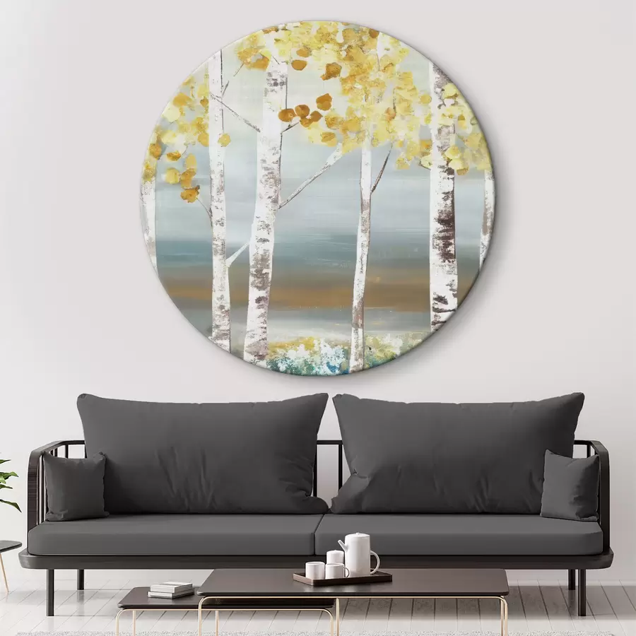 Glezna Eļļas glezna ar bērziem uz lietainā laika fona r34602