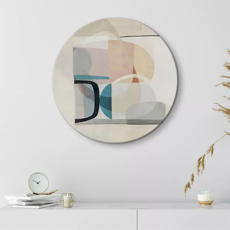 Glezna Ģeometriska abstrakcija bēšā un zilā krāsā r35802