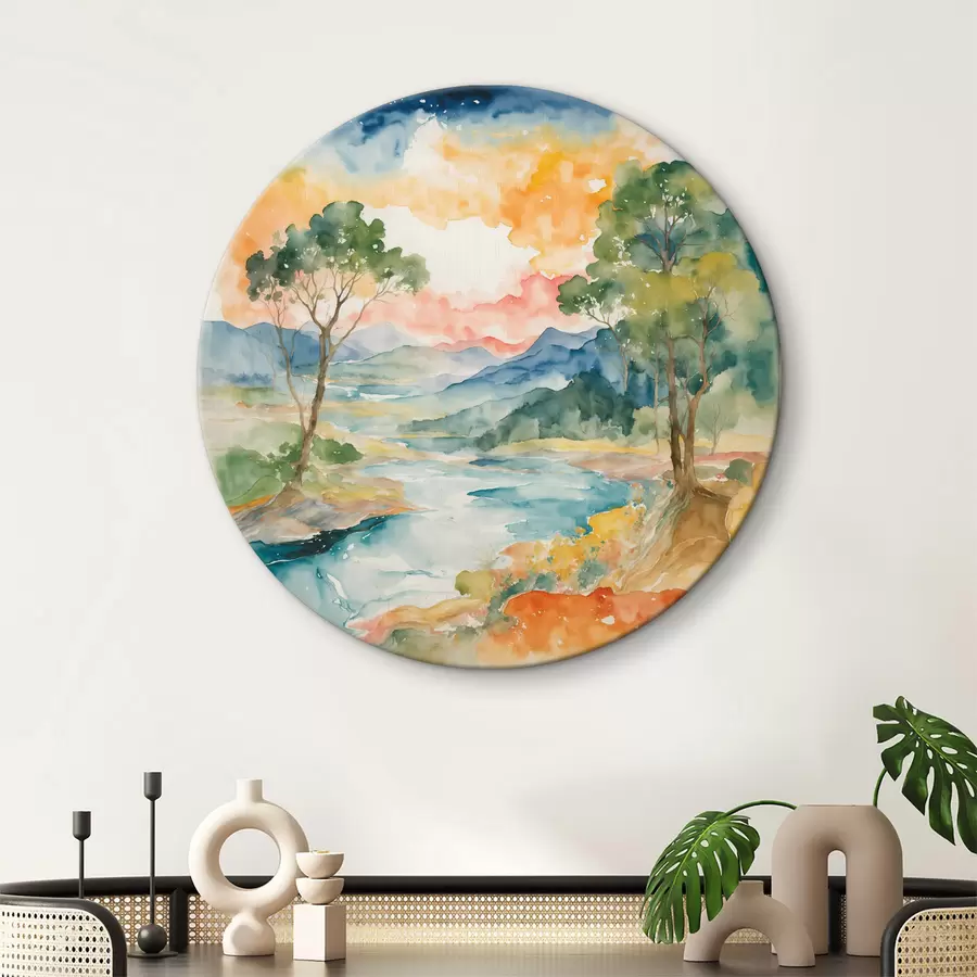 Glezna Upe un koki akvarelī r36054