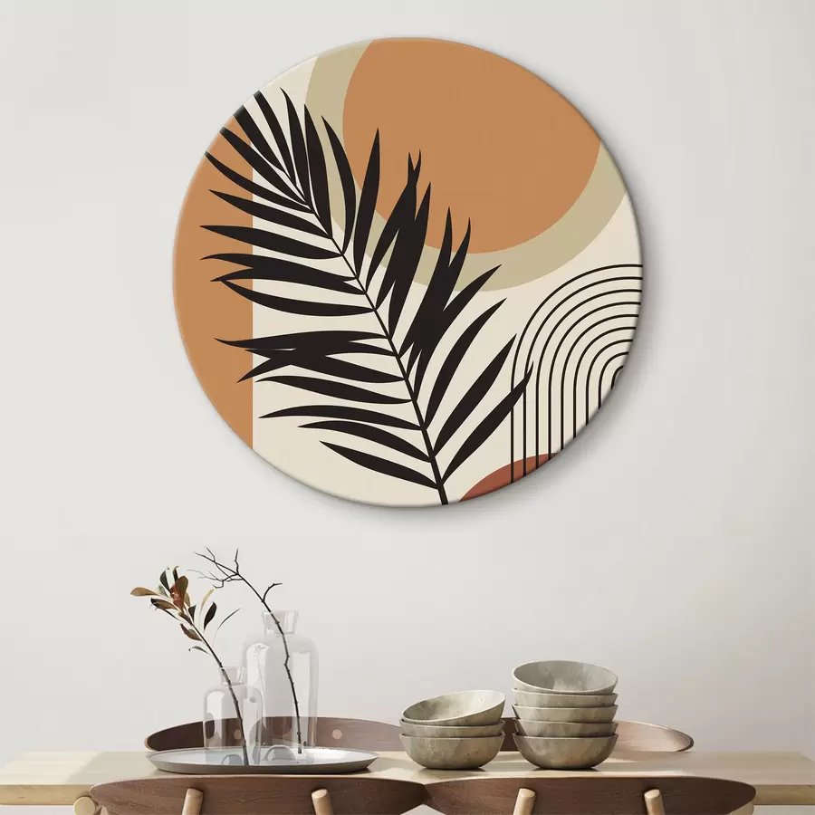 Glezna Palmu lapas uz ģeometriska fona r36170