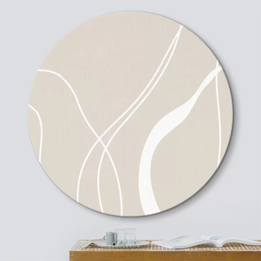 Glezna Baltas abstraktas līnijas uz bēša fona r36488