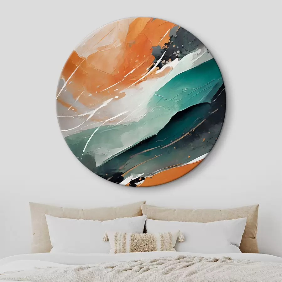 Glezna Abstraktā akrila māksla, oranža, zila, oranža, otausts, krāsu tekstūra r36497