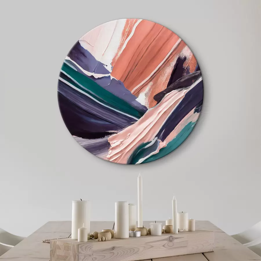 Glezna Abstraktā eļļas krāsas, otas triepienu, krāsas tekstūra, mīksta oranži violeta krāsa r36498