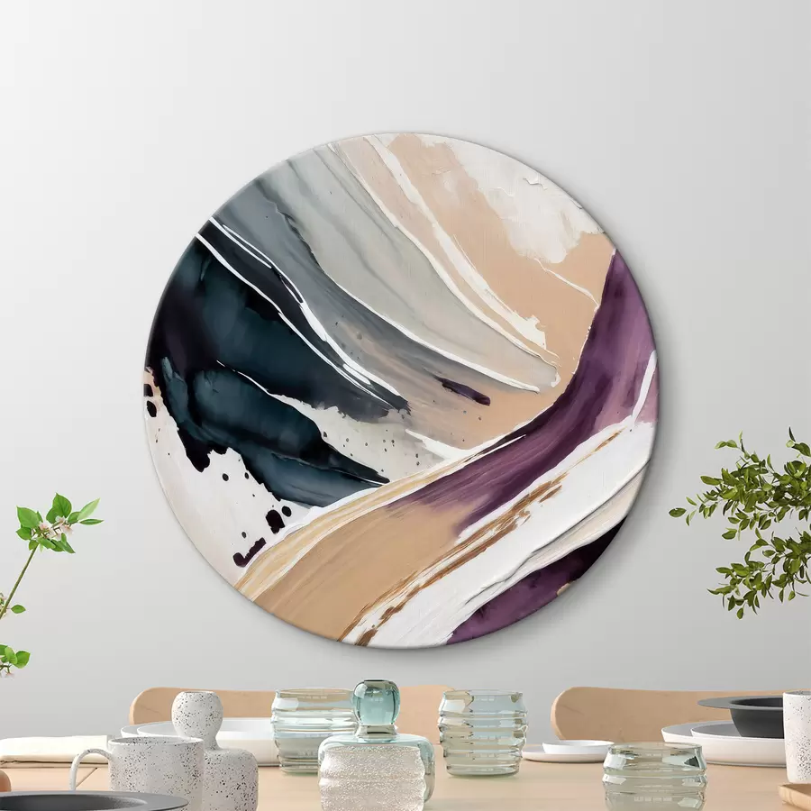 Glezna Abstraktā akrila māksla, triepienu ar otu, krāsu tekstūra, bēša, violeta, zila krāsa r36504