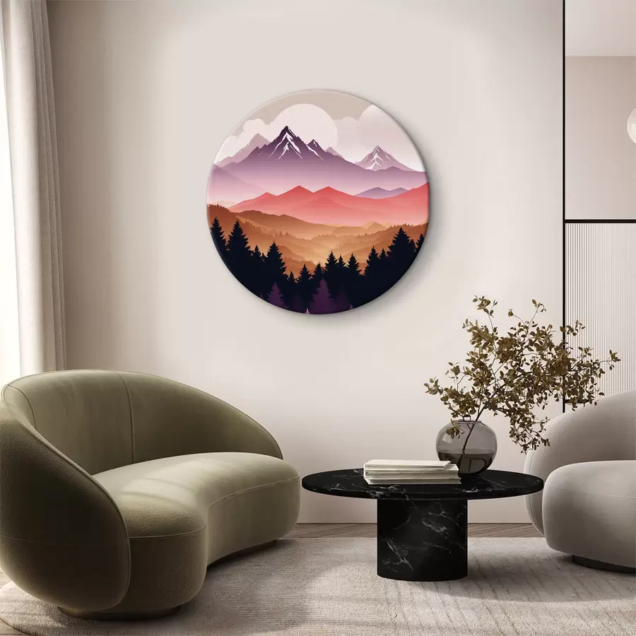 Glezna Saulriets virs mierīgajiem kalniem r36527