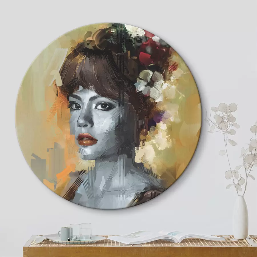 Glezna Sieviete ar ziediem matos r36575