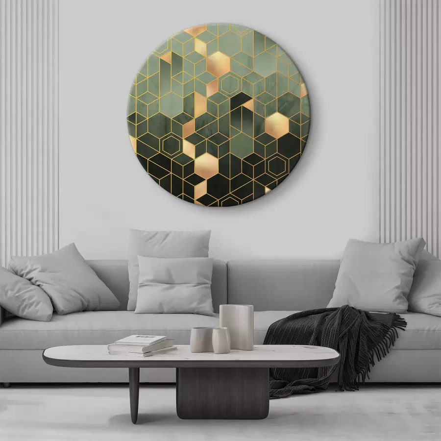 Glezna Smaragda un dzintara ģeometriskā elegance r36602v2