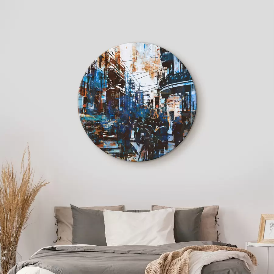 Glezna Iela ar ēkām un cilvēkiem r37087