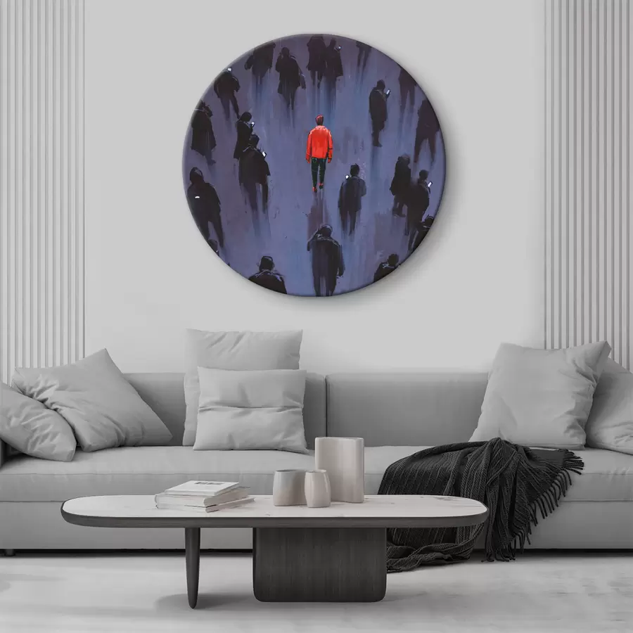 Glezna Cilvēks stāv cilvēku pūlī r37093