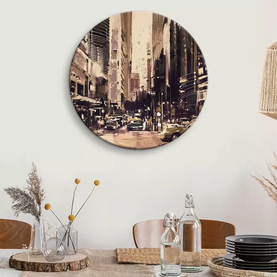 Glezna Pilsētas iela ar augstām ēkām r37094