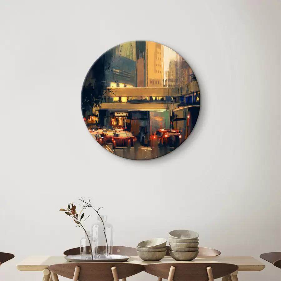 Glezna Iela ar automašīnām un ēkām r37110