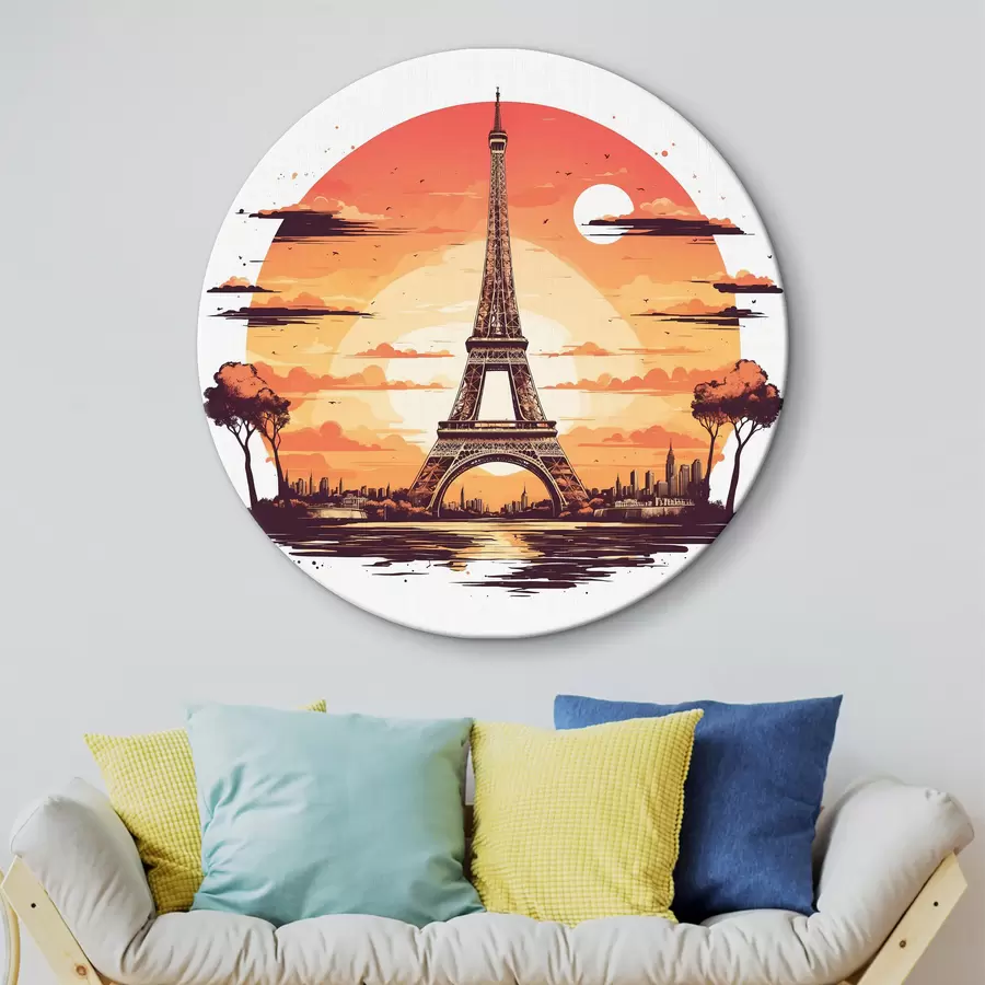 Glezna Tornis ar aiz tā krītošo sauli r37124