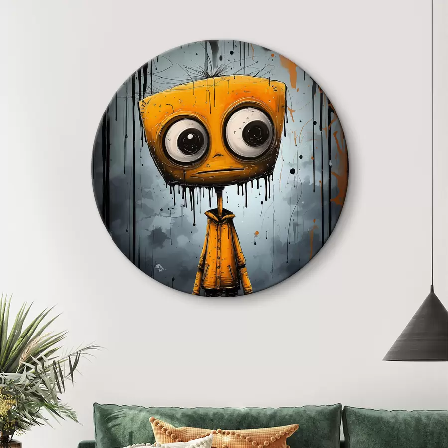 Glezna Multiplikācijas filmu varonis ar kvadrātveida galvu un lielām acīm r37254