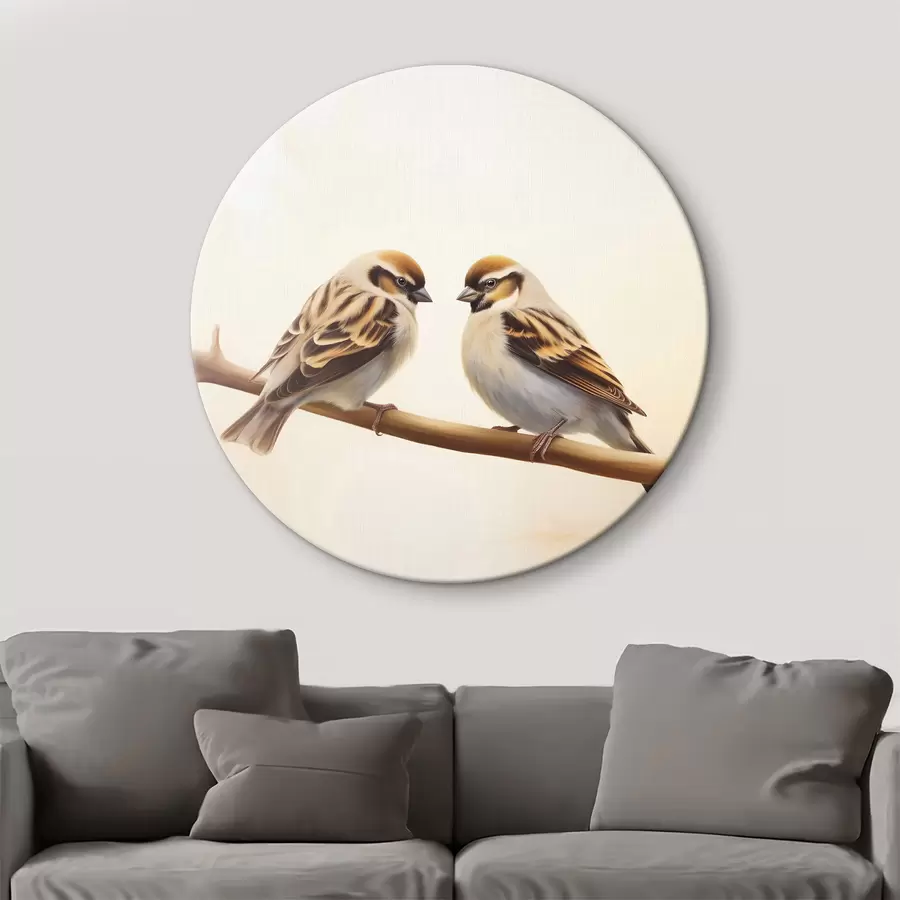 Glezna Divi zvirbuļi uz zara r37393