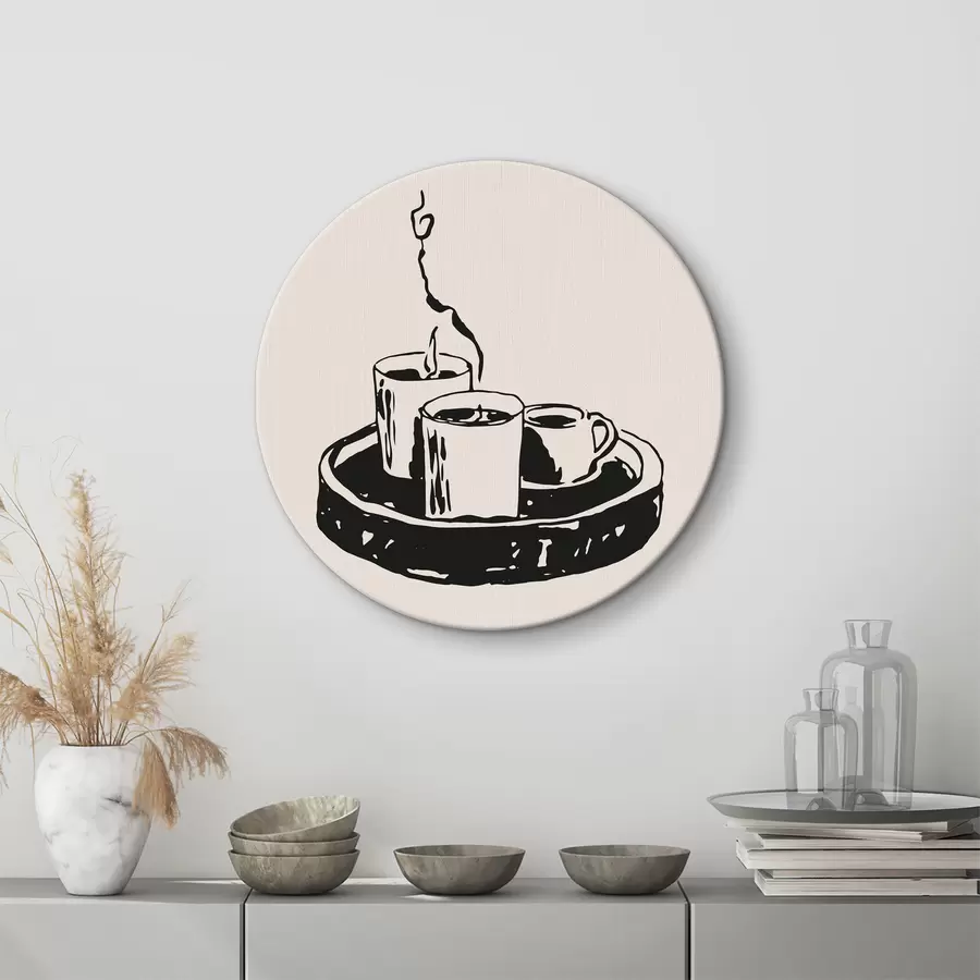 Glezna Paplātes ar kafijas tasītēm zīmējums r37405