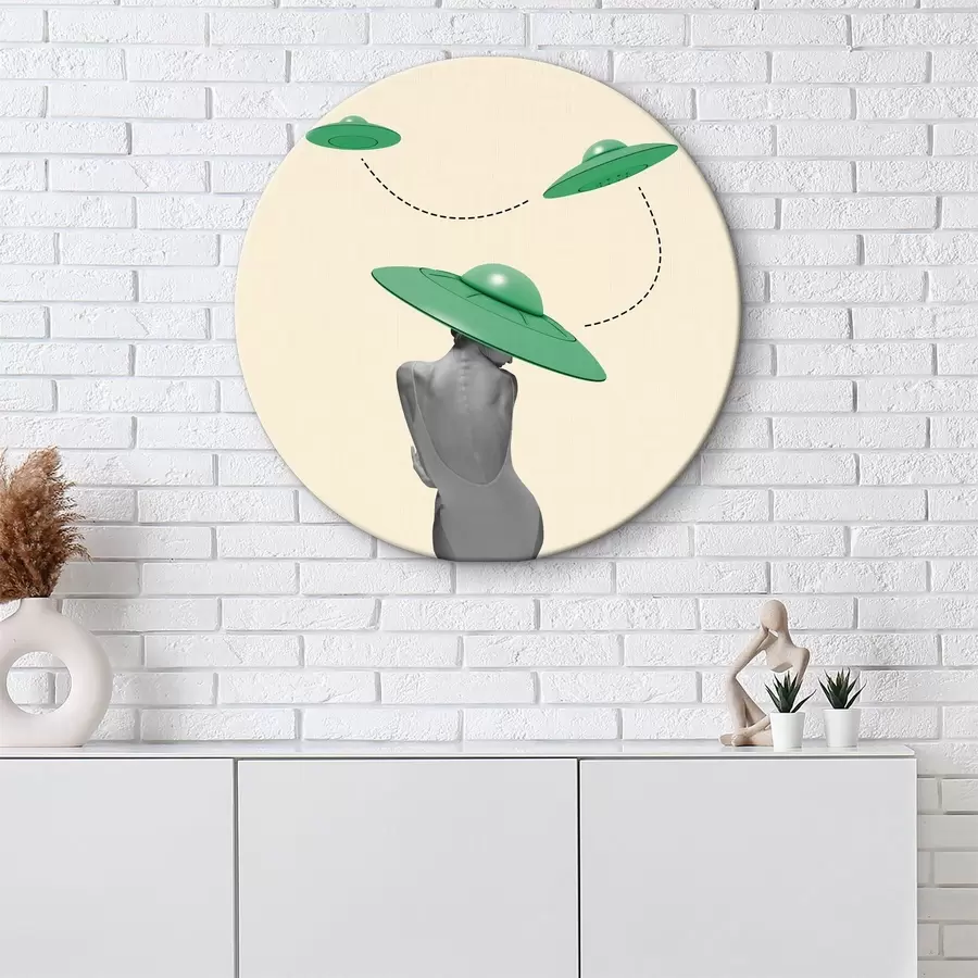 Glezna Meitene zaļā cepurē r37630