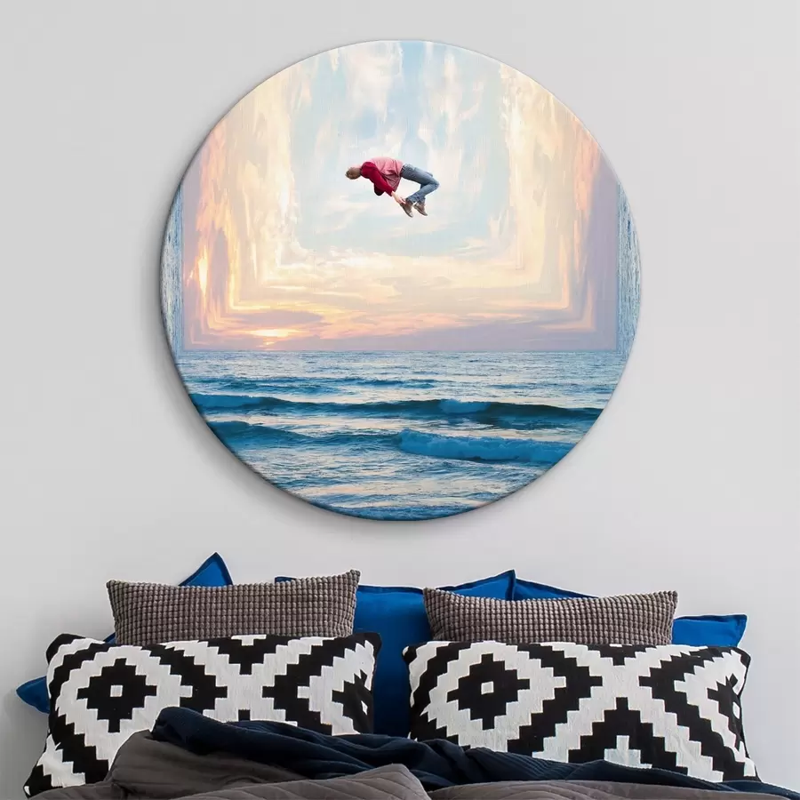 Glezna Vīrietis lec gaisā virs ūdens r37786